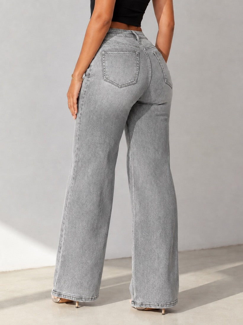 Camille Jane Sculpt Mid-Rise Jeans in grey wash — back view