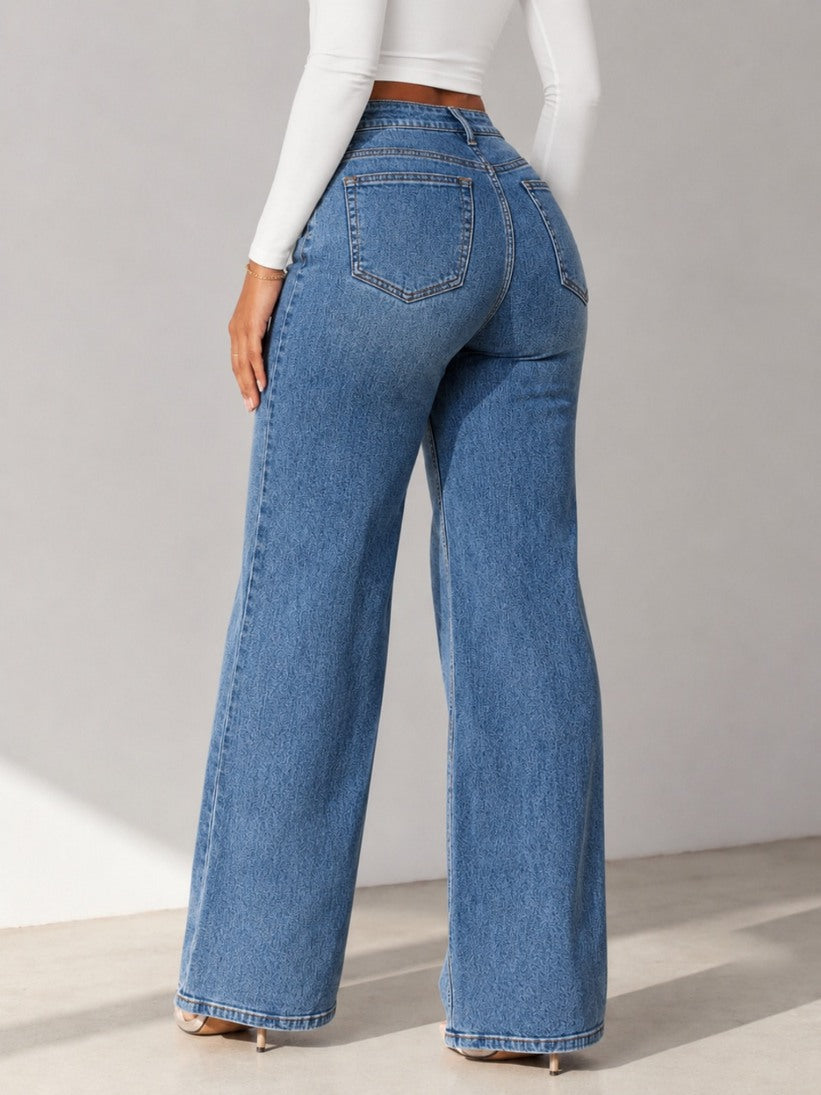 Camille Jane Sculpt Mid-Rise Jeans in vintage blue wash — back view