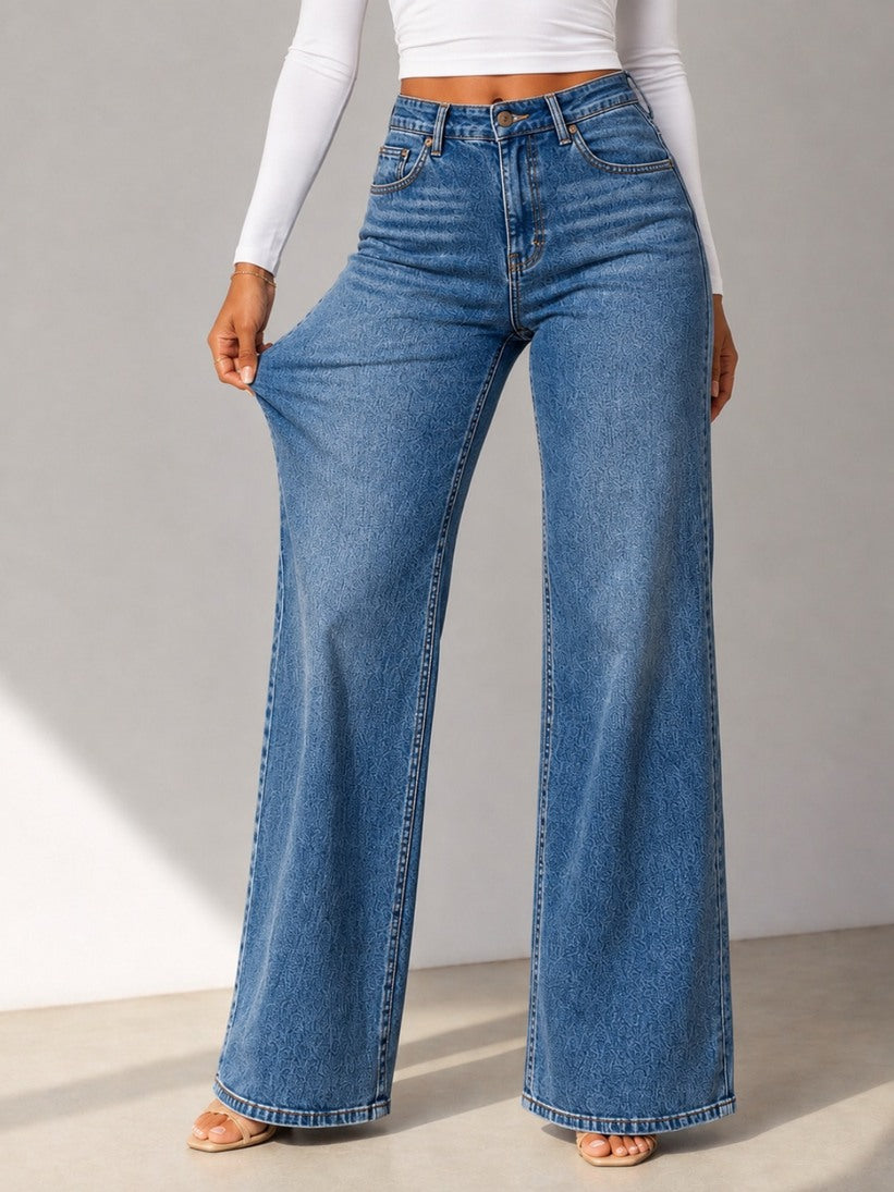 Camille Jane Sculpt Mid-Rise Jeans in vintage blue wash — front detail view